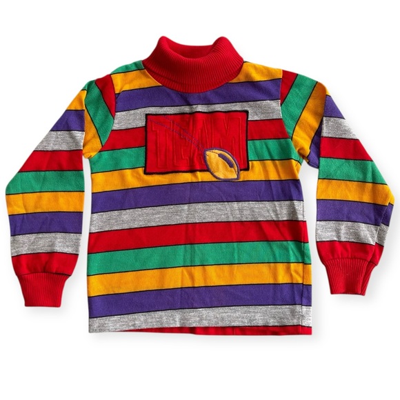 Kidstuff Other - Vintage Kidstuff Striped Embroidered Team Football Turtleneck Long Sleeve Shirt